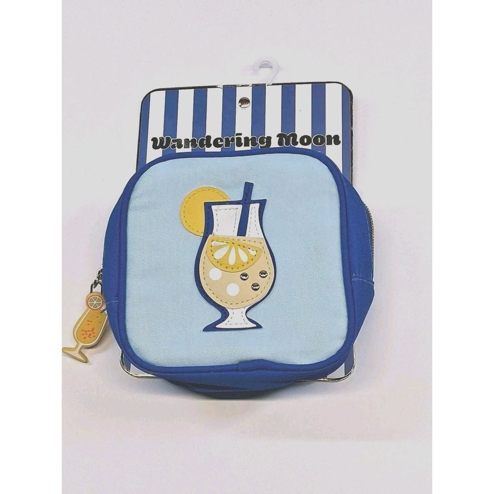 NWT Blue Lemon Drink Themed Square Zip Pouch by Wandering Moon-Summer Vacation